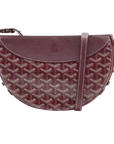 Pre-Loved Belvédère Crossbody Bag Goyardine Coated Canvas PM with Silver Hardware, Burgundy