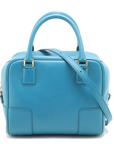 Pre-Loved Amazona Handbag Leather Small with Gold Hardware, Blue