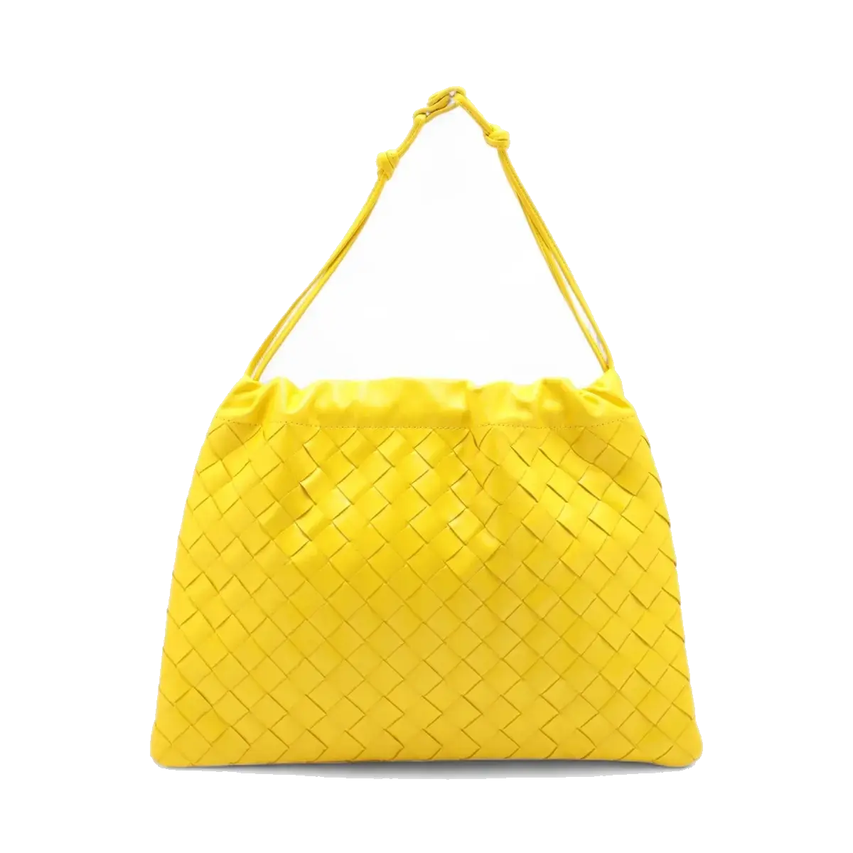 Pre-Loved Intrecciato Bulb Shoulder Bag Intrecciato Leather Small with Gold Hardware, Yellow