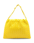 Pre-Loved Intrecciato Bulb Shoulder Bag Intrecciato Leather Small with Gold Hardware, Yellow