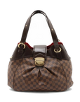 Pre-Loved Sistina Shoulder Bag Damier Coated Canvas GM with Gold Hardware, Brown