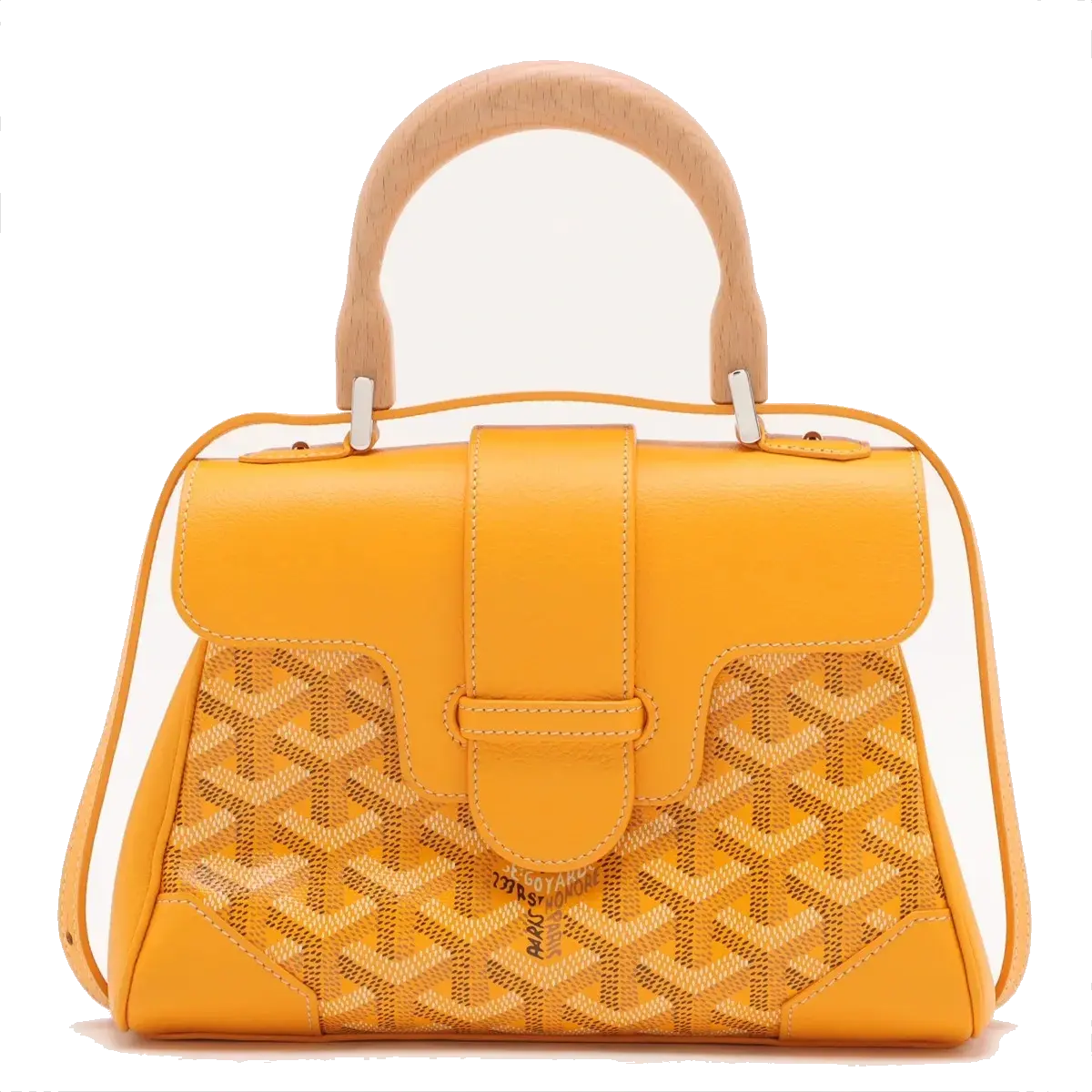 Pre-Loved Saïgon Handbag Goyardine Coated Canvas Mini with Silver Hardware, Yellow