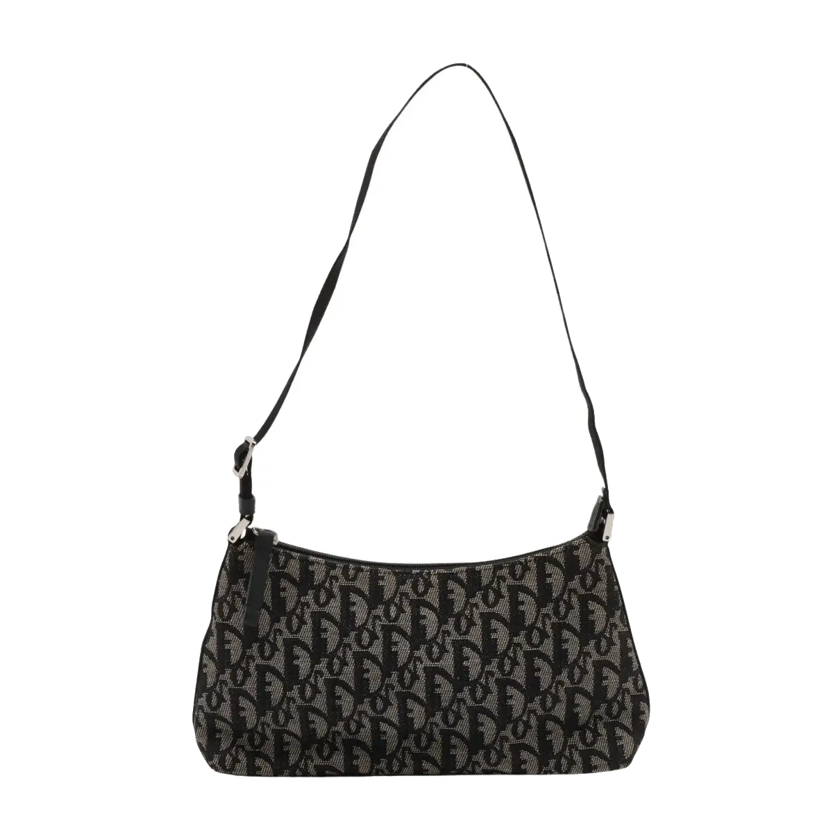 Pre-Loved Trotter Shoulder Bag Trotter Coated Canvas with Silver Hardware, Black