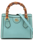 Pre-Loved Diana Bamboo Tote Leather Mini with Gold Hardware, Light Blue