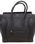 Pre-Loved Luggage Tote Leather Mini with Silver Hardware, Black