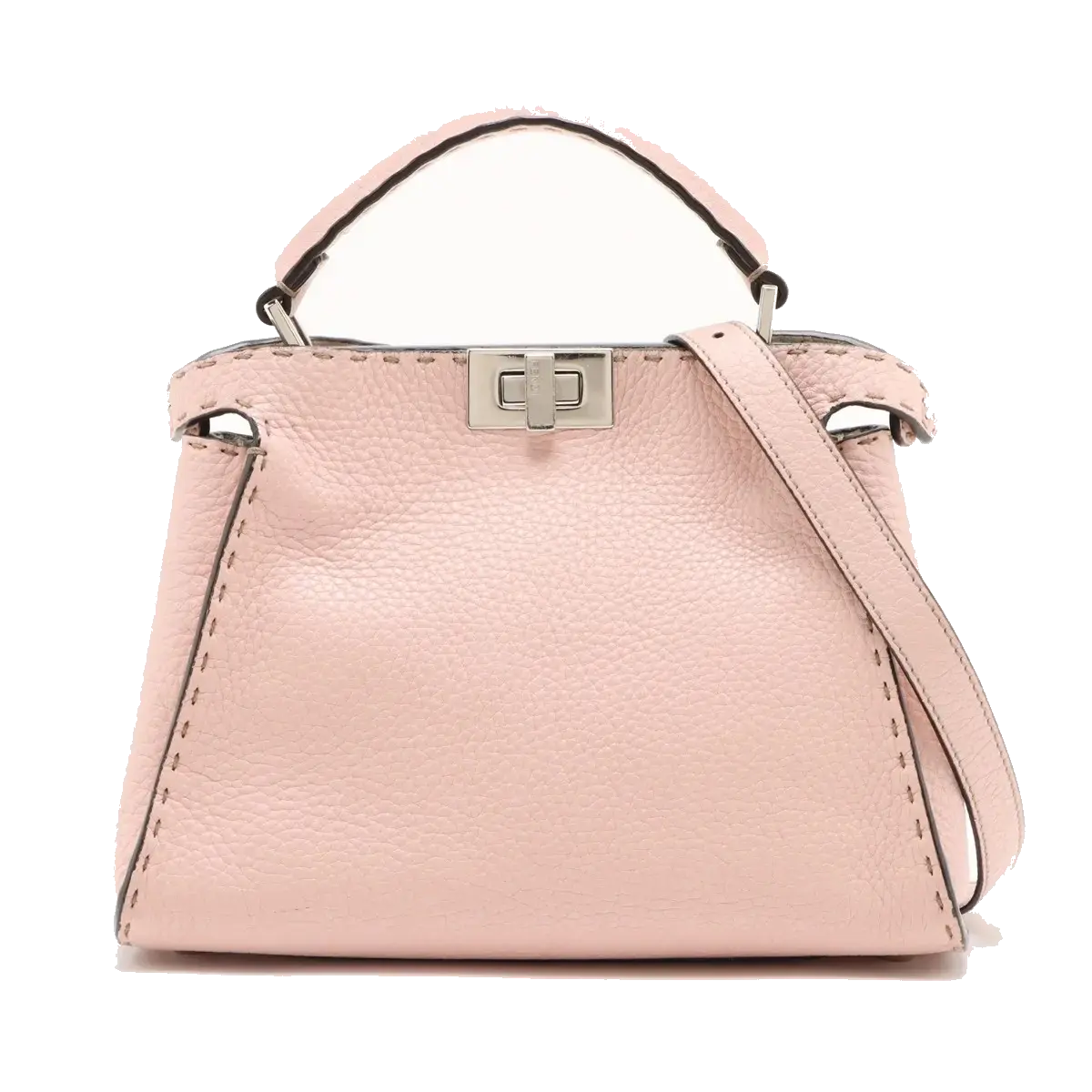 Pre-Loved Peekaboo Selleria Handbag Leather Mini with Silver Hardware, Pink