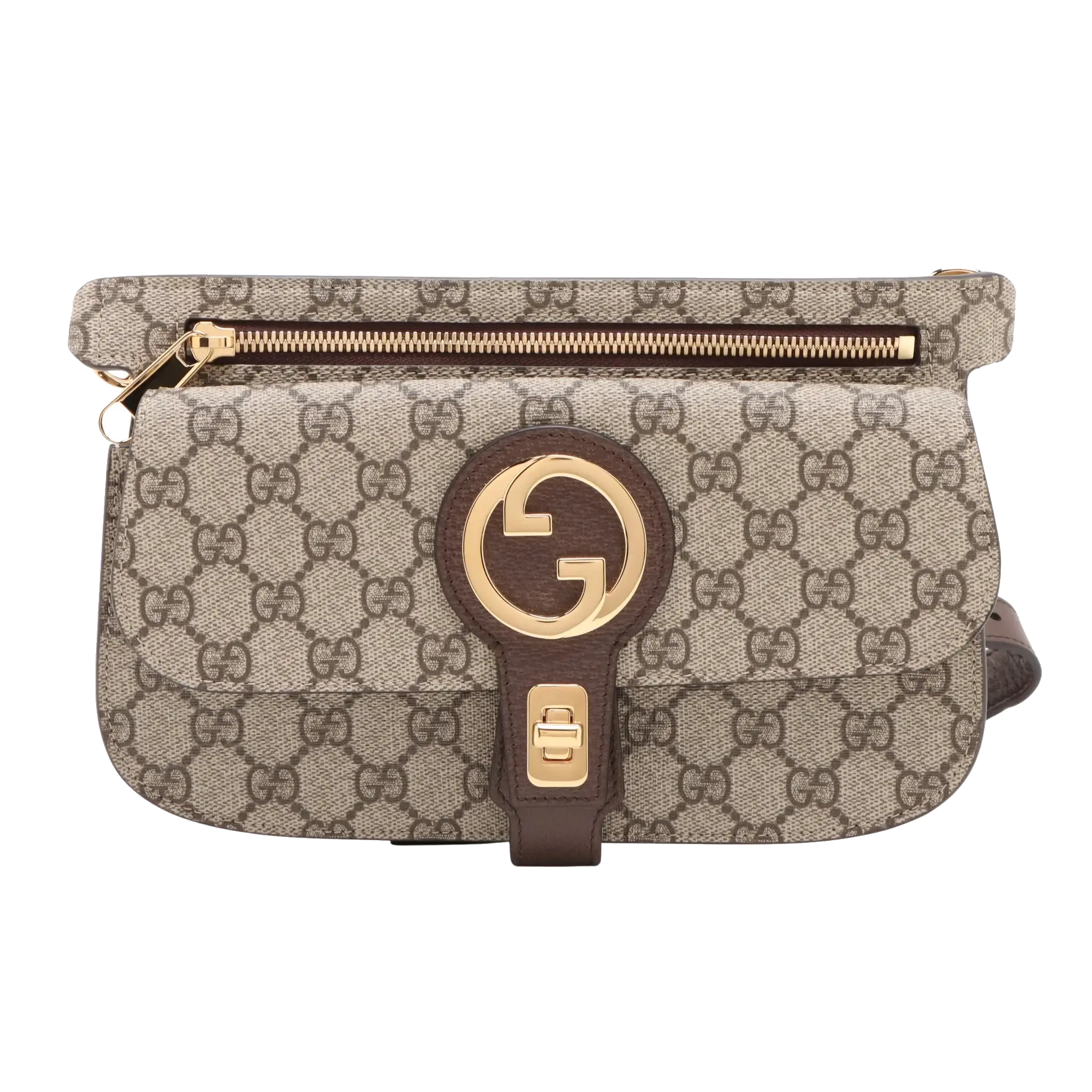 Pre-Loved Blondie Shoulder Bag Monogram Coated Canvas with Gold Hardware, Beige/Ebony
