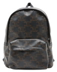 Pre-Loved Triomphe Backpack Triomphe Coated Canvas with Silver Hardware, Black and Brown