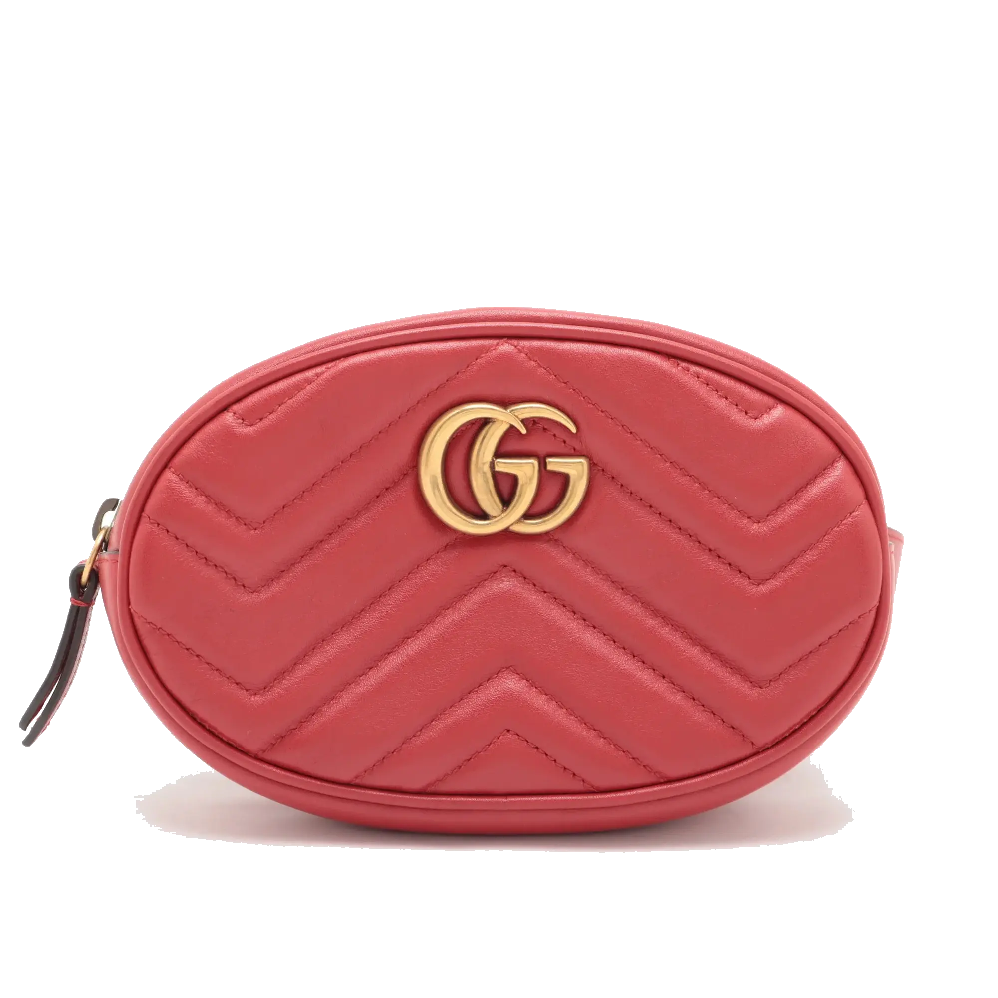 Pre-Loved GG Marmont Belt Bag Quilted Leather with Aged Gold Hardware, Red