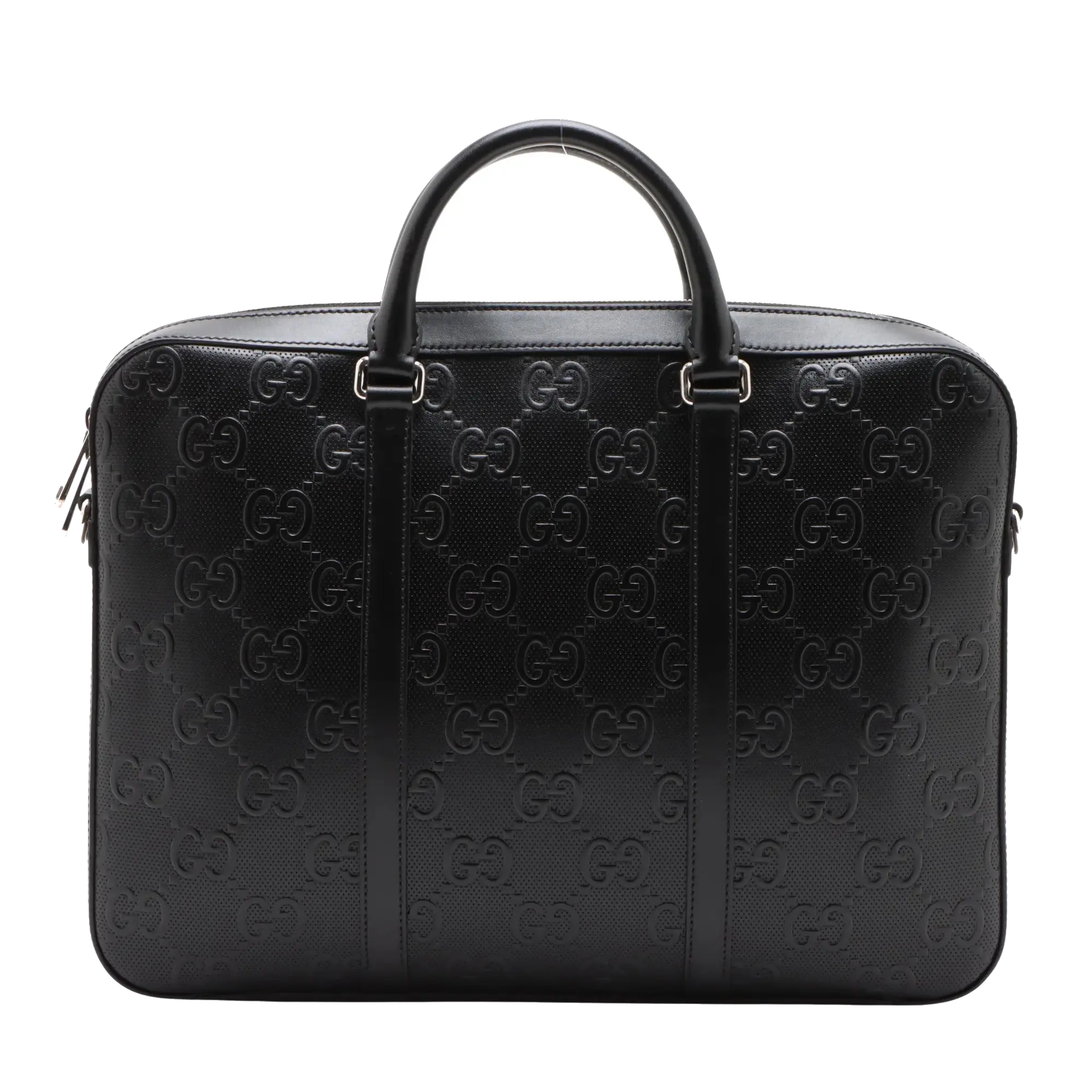Pre-Loved GG Embossed Briefcase Leather with Silver Hardware, Black