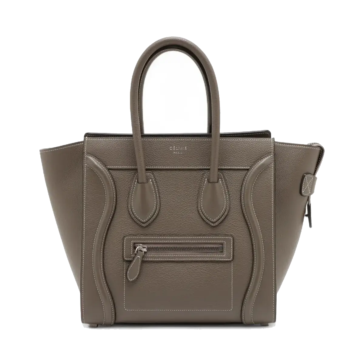 Pre-Loved Luggage Tote Leather Micro with Silver Hardware, Taupe