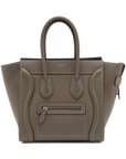 Pre-Loved Luggage Tote Leather Micro with Silver Hardware, Taupe