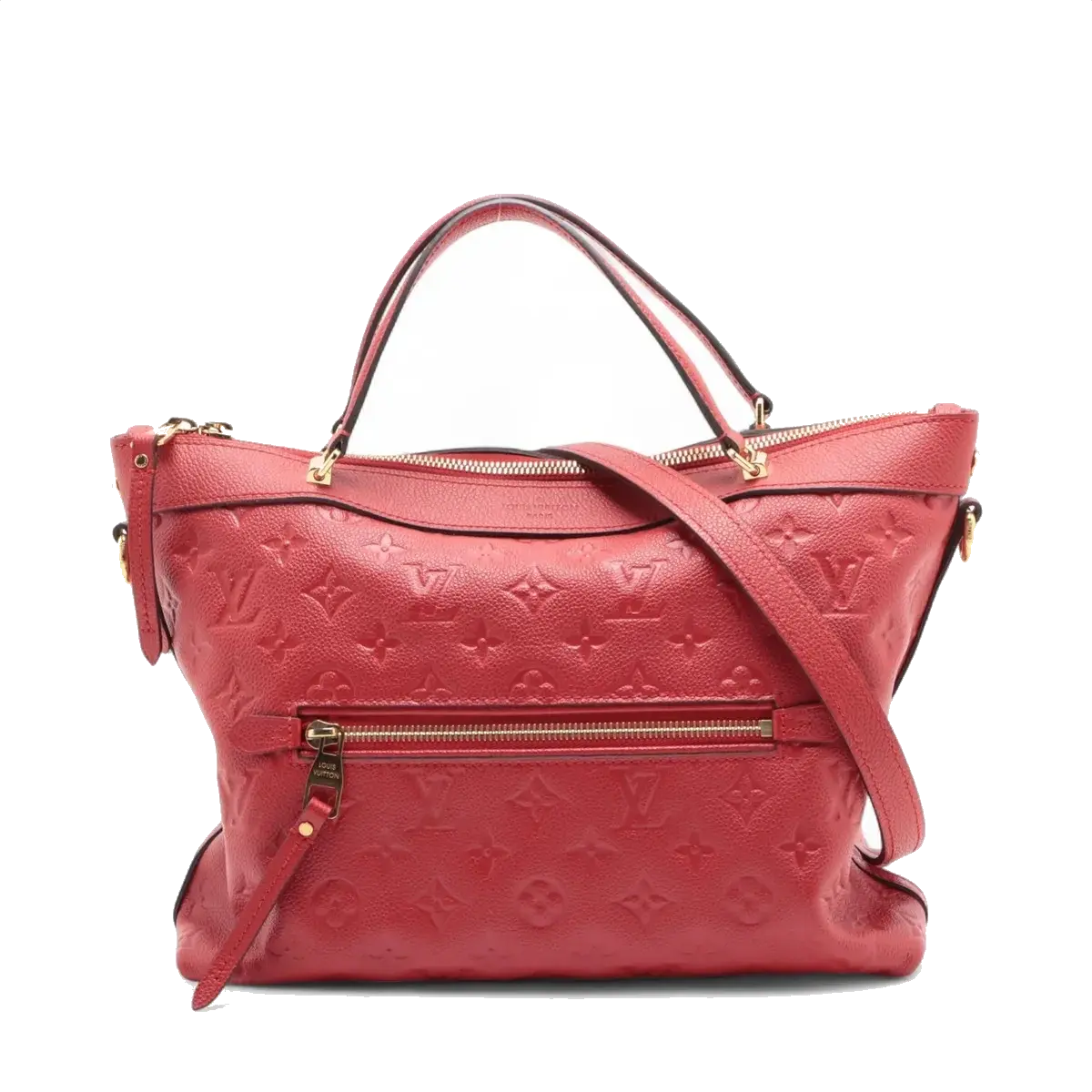 Pre-Loved Mazarine Handbag Monogram Leather MM with Gold Hardware, Red