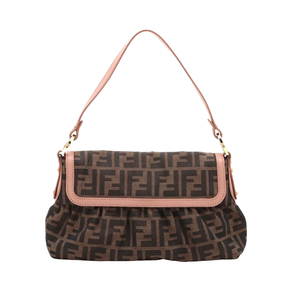 Pre-Loved Mia Shoulder Bag Zucca Coated Canvas with Gold Hardware, Brown