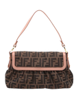 Pre-Loved Mia Shoulder Bag Zucca Coated Canvas with Gold Hardware, Brown