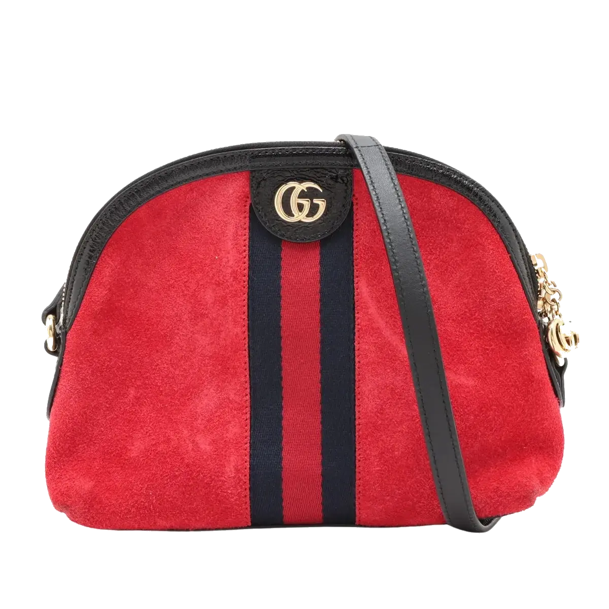 Pre-Loved Ophidia Crossbody Bag Suede Small with Gold Hardware, Red