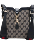 Pre-Loved GG Canvas Bucket Bag Crossbody Bag GG Monogram Coated Canvas Small with Gold Hardware, Beige and Navy