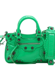 Pre-Loved Le Cagole Handbag Leather Mini with Aged Silver Hardware, Green