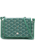Pre-Loved Plumet Crossbody Bag Goyardine Chevron Coated Canvas with Silver Hardware, Green