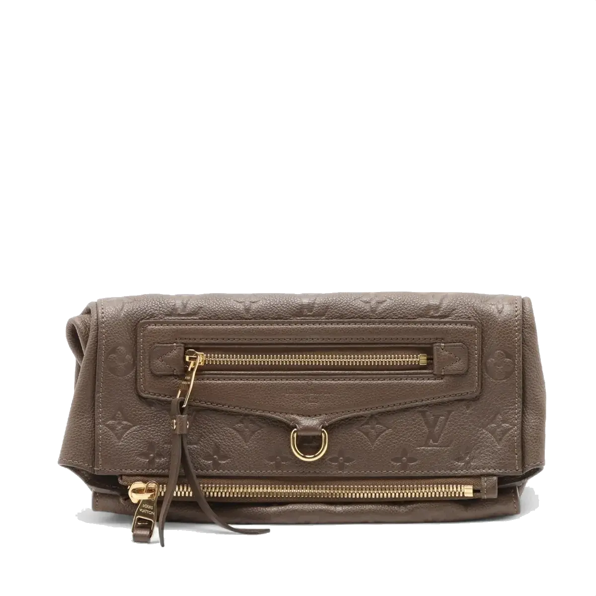 Pre-Loved Petillante Clutch Monogram Leather with Gold Hardware, Taupe