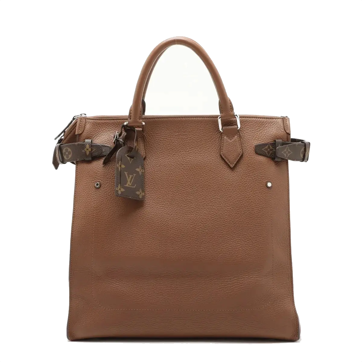 Pre-Loved Tote Tote Leather with Silver Hardware, Brown
