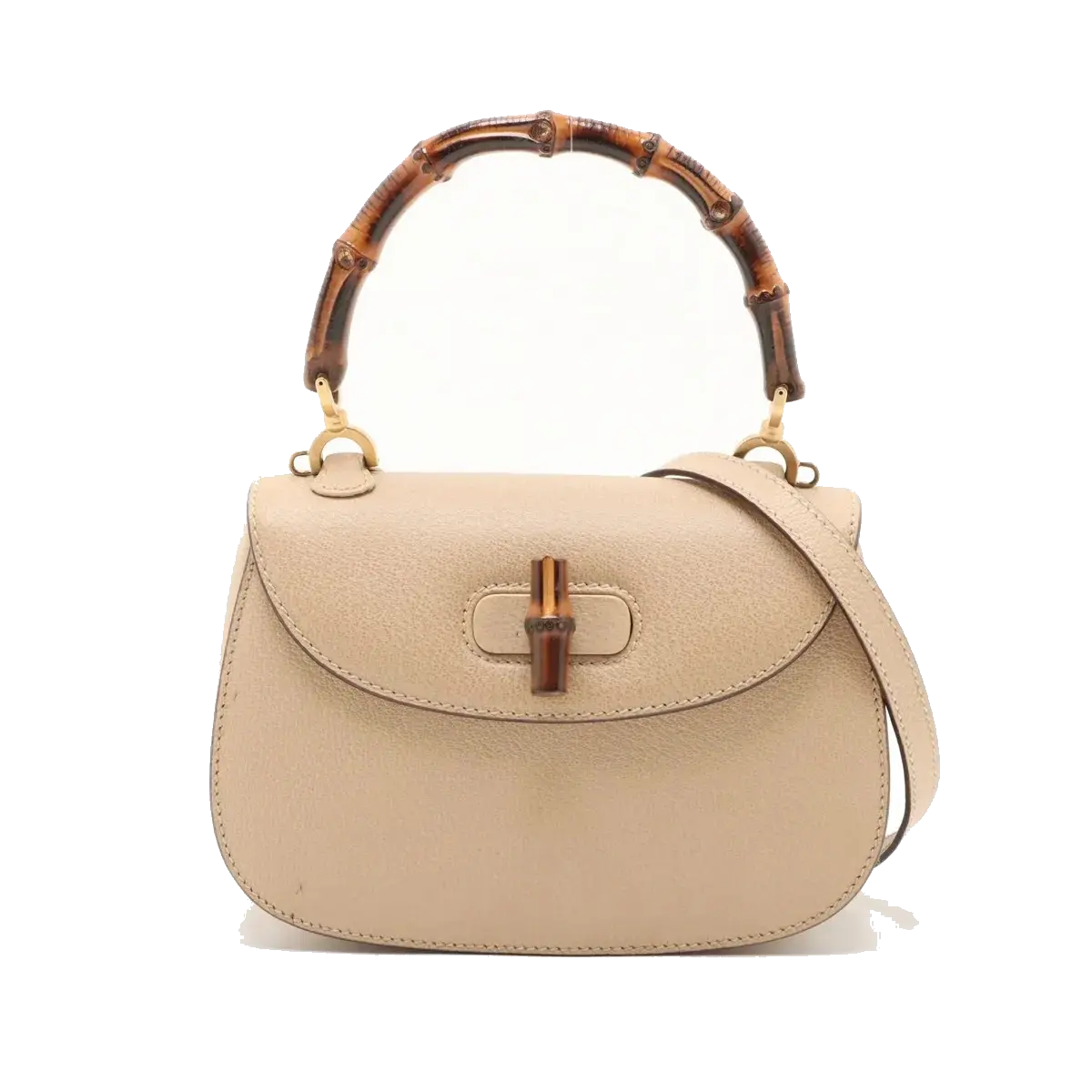 Pre-Loved Bamboo Handbag Leather with Gold Hardware, Beige