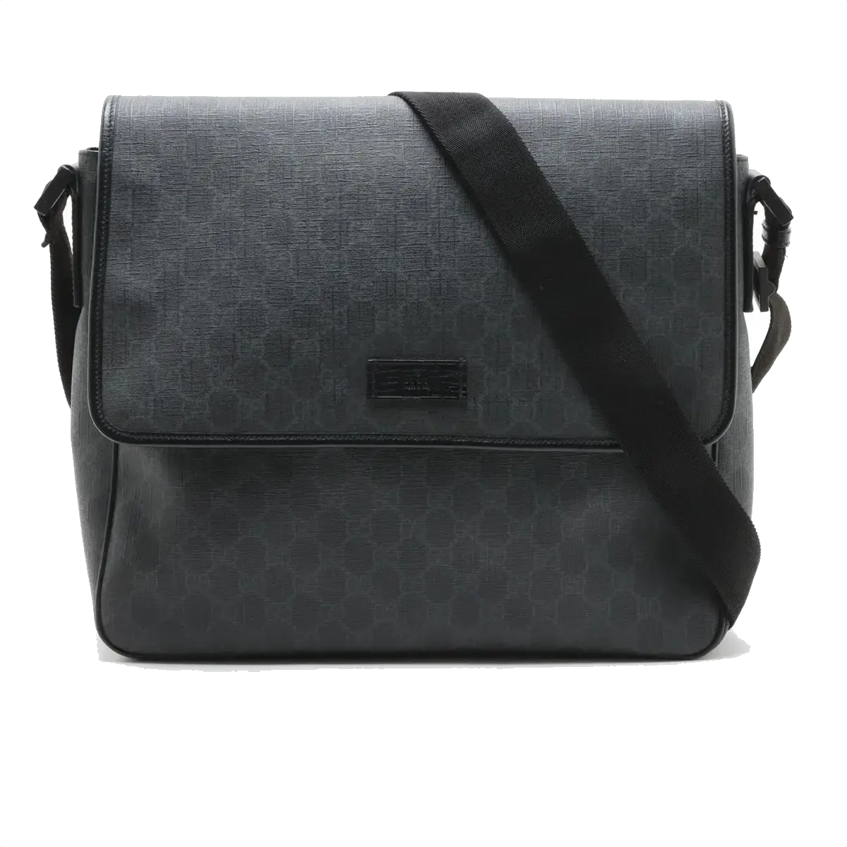 Pre-Loved GG Supreme Messenger Bag Crossbody Bag Monogram Coated Canvas with Black Hardware, Black