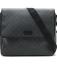Pre-Loved GG Supreme Messenger Bag Crossbody Bag Monogram Coated Canvas with Black Hardware, Black