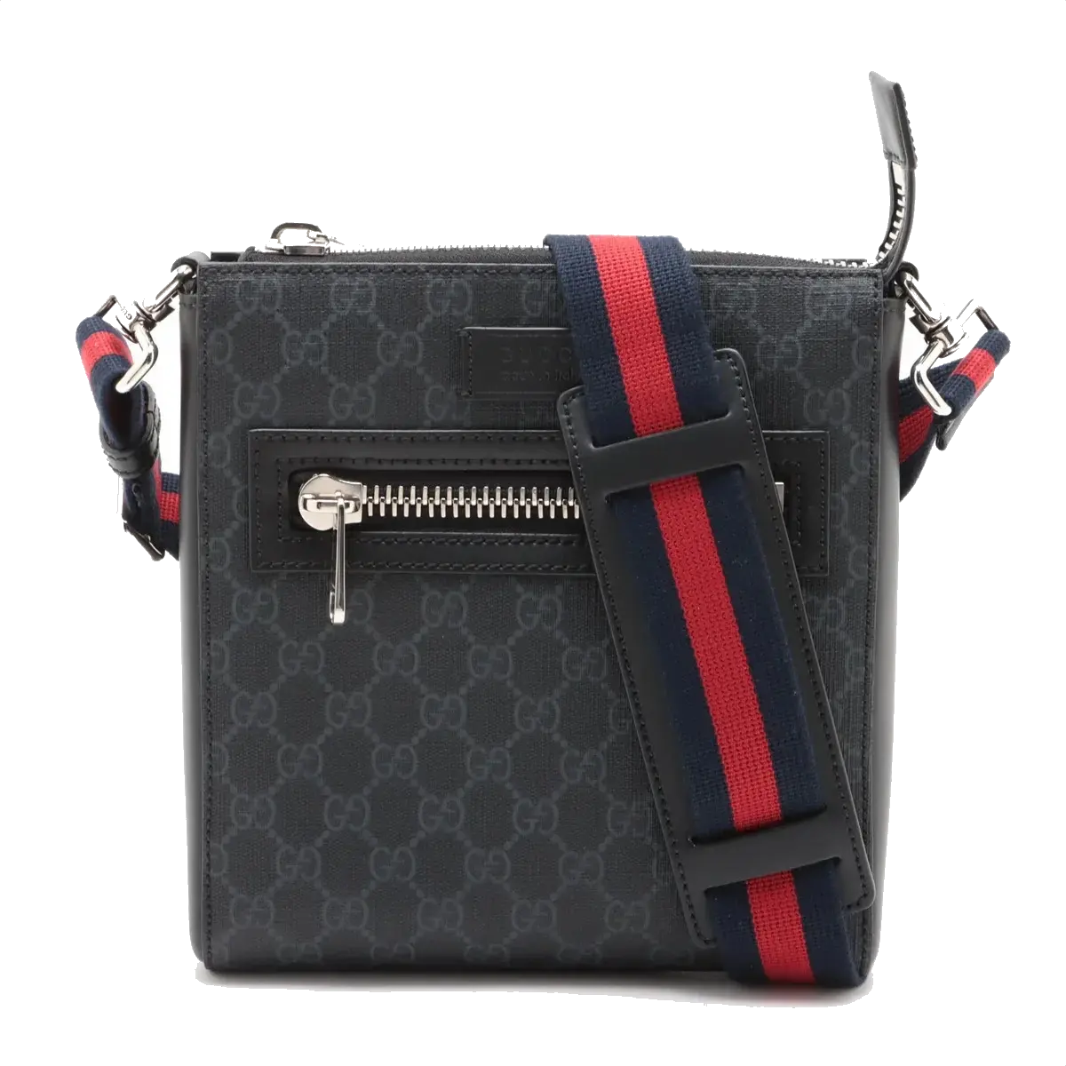 Pre-Loved GG Supreme Messenger Crossbody Bag Monogram Coated Canvas Small with Silver Hardware, Black