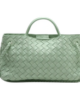 Pre-Loved Andiamo Tote Intrecciato Leather Small with Gold Hardware, Mint Green