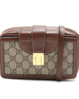 Pre-Loved GG Supreme Crossbody Bag Monogram Coated Canvas Mini with Gold Hardware, Beige/Brown