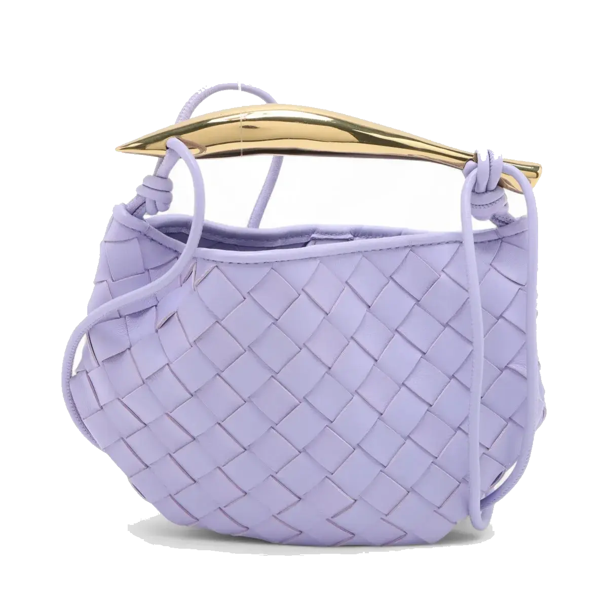 Pre-Loved Sardine Crossbody Bag Intrecciato Leather Mini with Gold Hardware, Lavender