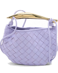 Pre-Loved Sardine Crossbody Bag Intrecciato Leather Mini with Gold Hardware, Lavender