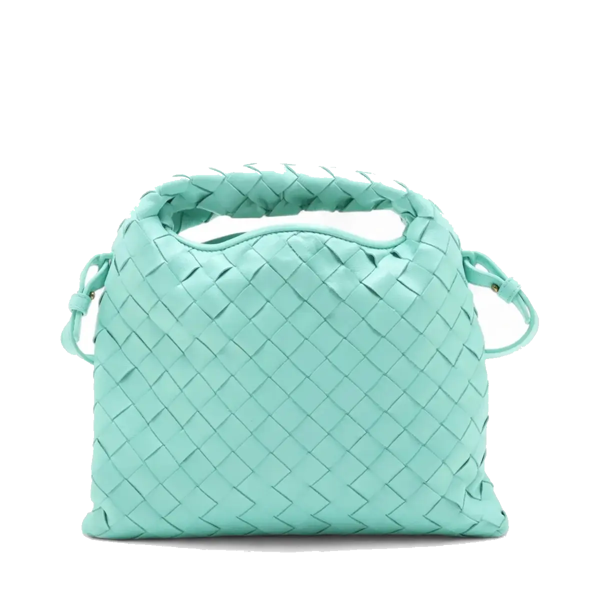 Pre-Loved Hop Crossbody Bag Intrecciato Leather Mini with Gold Hardware, Turquoise