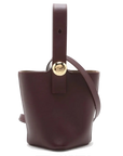 Pre-Loved Pebble Bucket Bag Bucket Bag Leather Mini with Gold Hardware, Burgundy