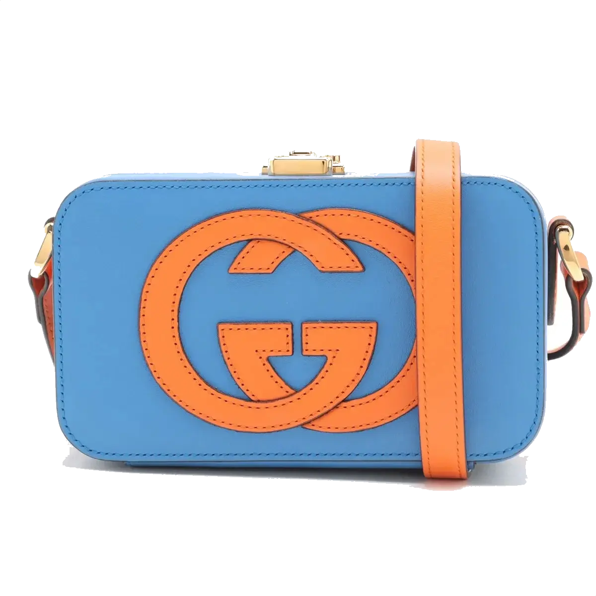Pre-Loved Blondie Crossbody Bag Leather Mini with Gold Hardware, Blue