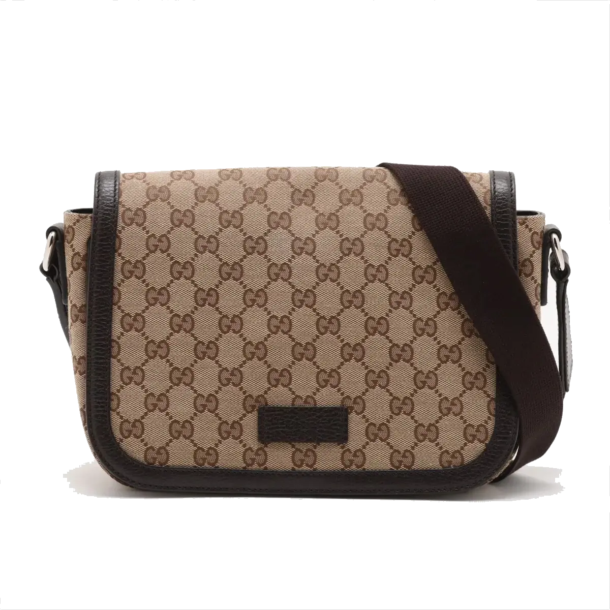 Pre-Loved GG Messenger Crossbody Bag Monogram Coated Canvas with Silver Hardware, Beige/Ebony
