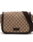 Pre-Loved GG Messenger Crossbody Bag Monogram Coated Canvas with Silver Hardware, Beige/Ebony