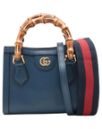 Pre-Loved Diana Bamboo Tote Leather Mini with Gold Hardware, Blue
