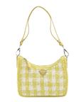 Pre-Loved Re-Edition 2005 Shoulder Bag Crochet Raffia Gingham Mini with Silver Hardware, Yellow and White