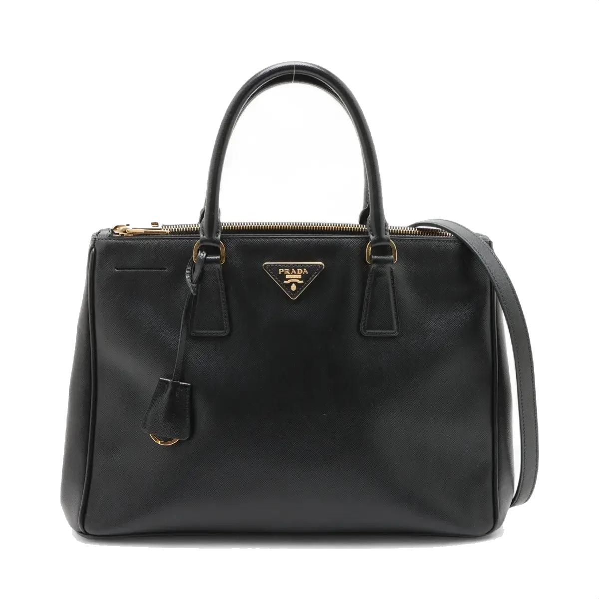 Pre-Loved Galleria Double Zip Tote Leather Medium with Gold Hardware, Black