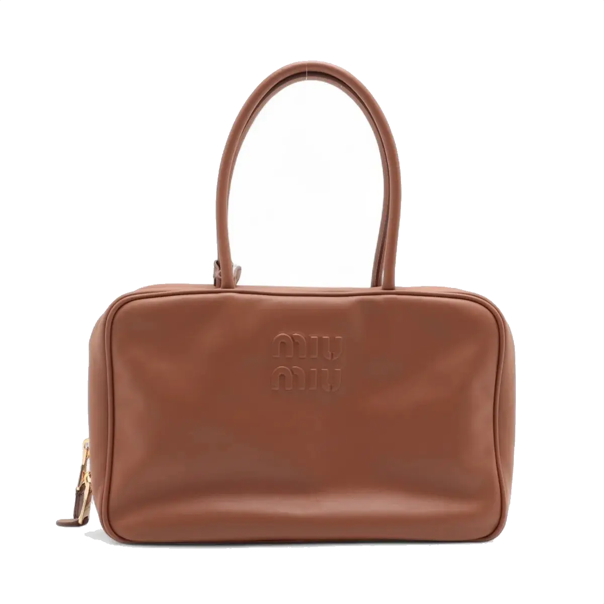 Pre-Loved Bowling Bag Handbag Leather with Gold Hardware, Brown
