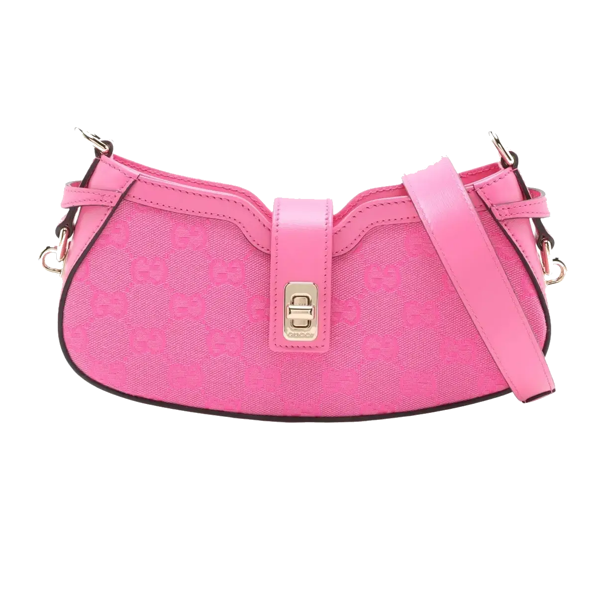 Pre-Loved Moon Side GG Mini Shoulder Bag Monogram Coated Canvas Mini with Gold Hardware, Pink