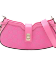 Pre-Loved Moon Side GG Mini Shoulder Bag Monogram Coated Canvas Mini with Gold Hardware, Pink