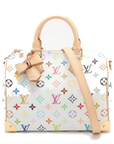 Pre-Loved Speedy Bandoulière Handbag Monogram Multicolore Coated Canvas 25 with Gold Hardware, White Multicolor