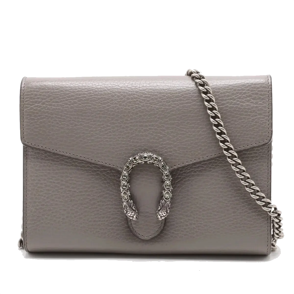 Pre-Loved Dionysus Super Mini Crossbody Bag Leather with Aged Silver Hardware, Gray