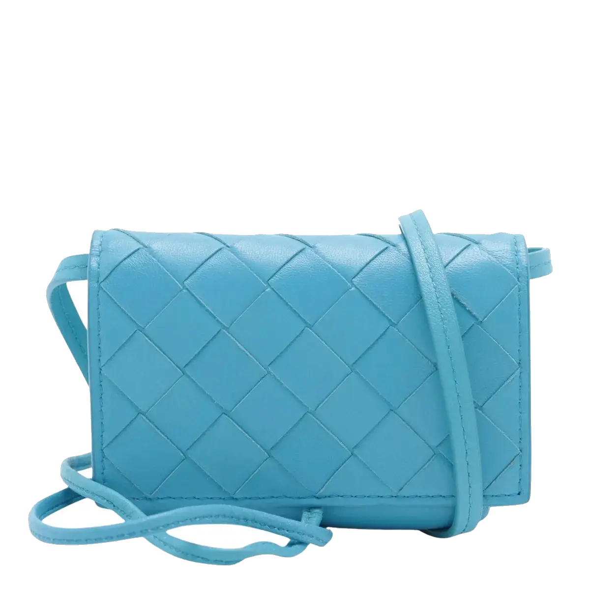 Pre-Loved Intrecciato Mini Crossbody Crossbody Bag Intrecciato Leather Mini, Light Blue