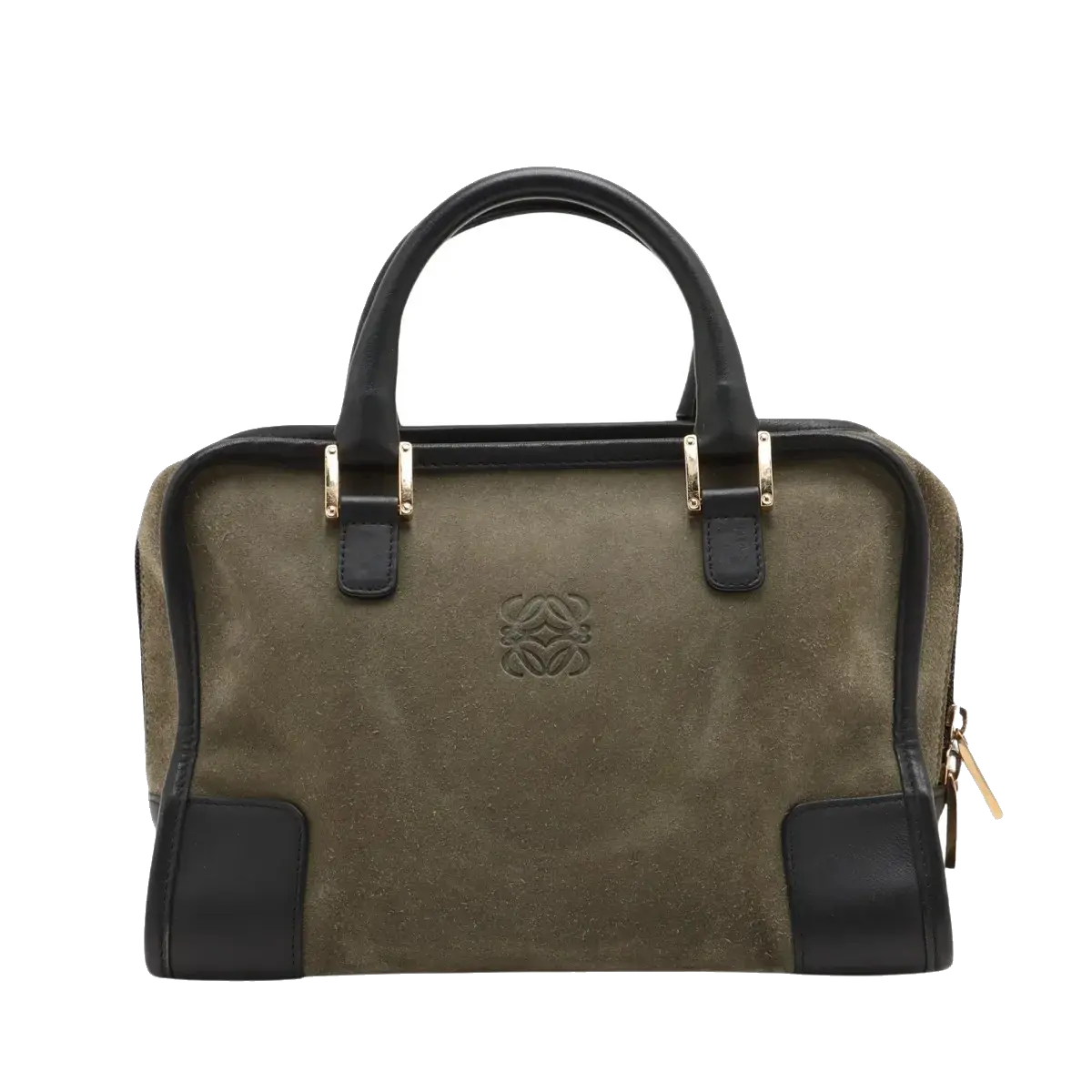 Pre-Loved Amazona Handbag Suede 28 with Gold Hardware, Olive Green