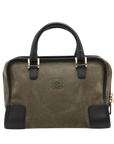 Pre-Loved Amazona Handbag Suede 28 with Gold Hardware, Olive Green