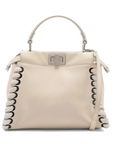 Pre-Loved Peekaboo Handbag Leather Mini with Silver Hardware, Ivory